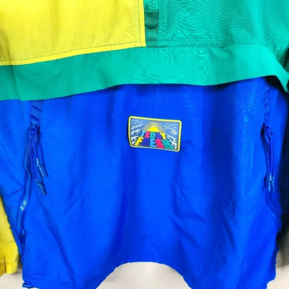 RARE Teddy Fresh 1/2 Zip Long Sleeve Colorblock Windbreaker Pullover Jacket M